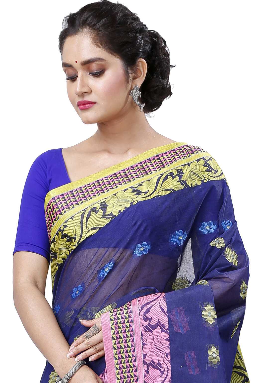 Naby Blue Pure Cotton Raina Tant Saree (996)